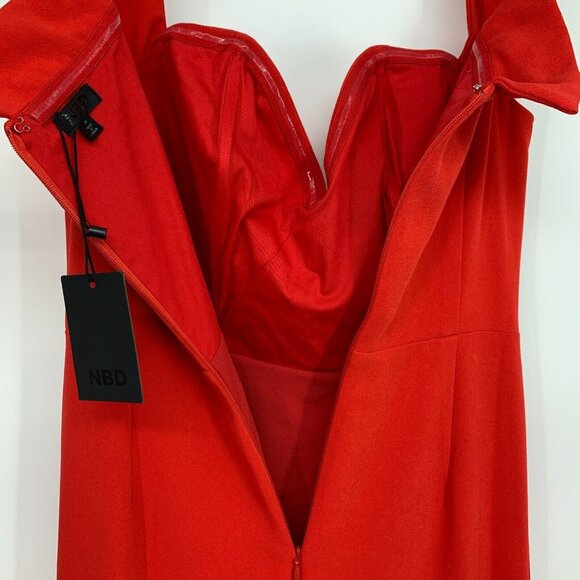 NBD Dress Maracuya Gown Red Maxi Off Shoulder Sweetheart NWT - Picture 12 of 15